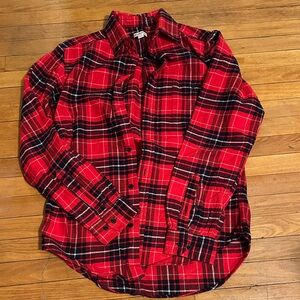 Merona Red and navy Plaid Button-Up Shirt.